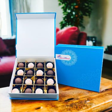 Assorted Truffle Chocolate Box, 16pcs, White, Dark, Coffee Flavors, Classic's Beautiful Box